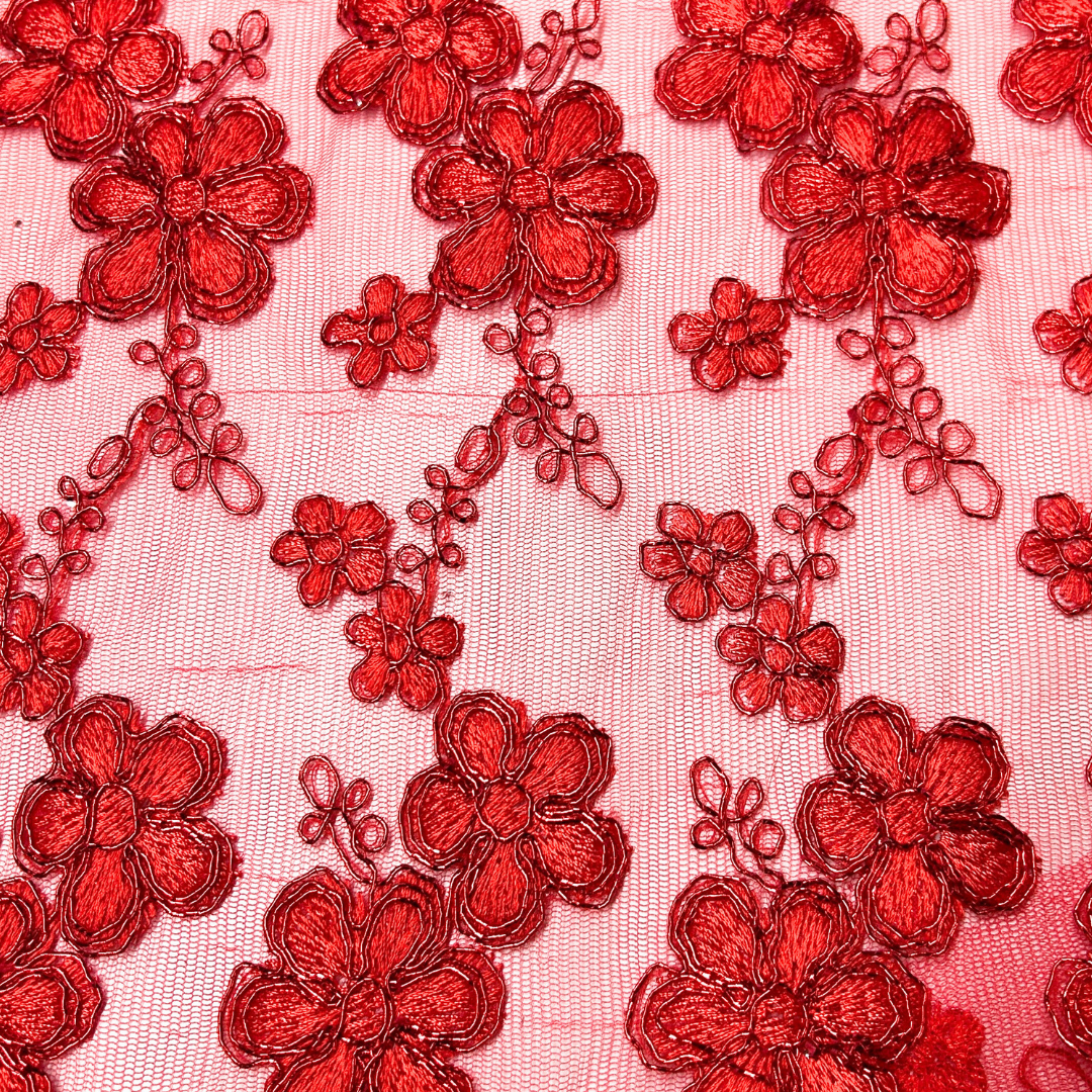 TUL BORDADO CON FLORES 3D