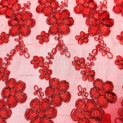 TUL BORDADO CON FLORES 3D