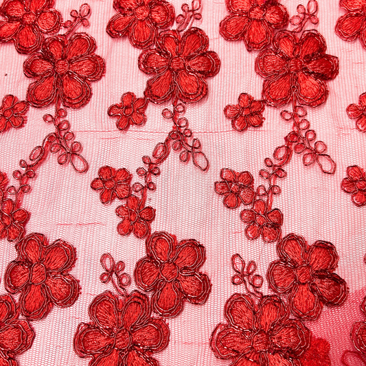 TUL BORDADO CON FLORES 3D