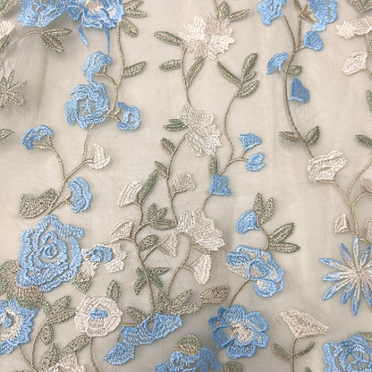 TUL BORDADO GUARDA DE FLORES BICOLOR