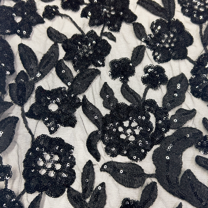 TUL BORDADO FLORES LENTEJUELAS